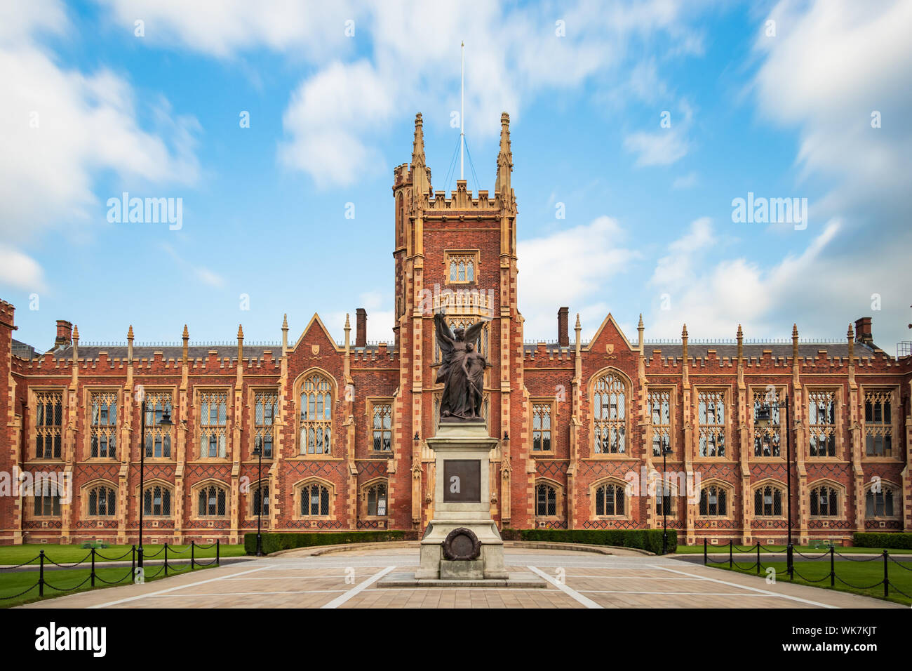 Belfast, Northern Ireland, UK - July 31, 2019 Panoramic view of the Queen's University of Belfast, Northern Ireland, UK. Stock Photo