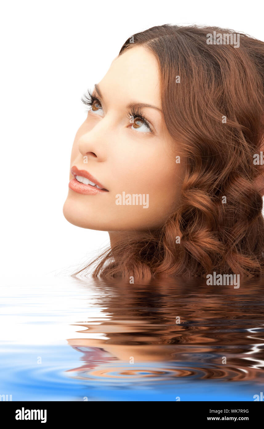 bright closeup portrait picture of beautiful woman in water Stock Photo ...