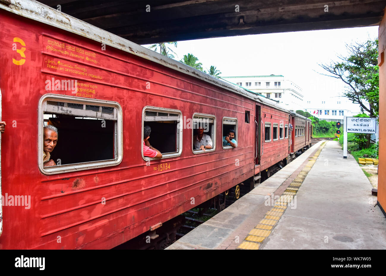 Sri Lanka Train, Railway, Mount Lavinia, Sri Lanka Stock Photo