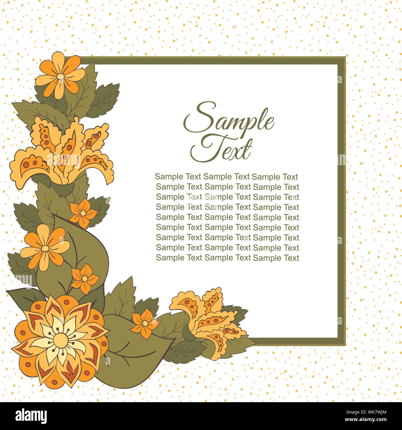Summer postcard, cover, bright background for inscriptions. Summer. Flower.  Green and orange tones. Sample text Stock Vector Image & Art - Alamy
