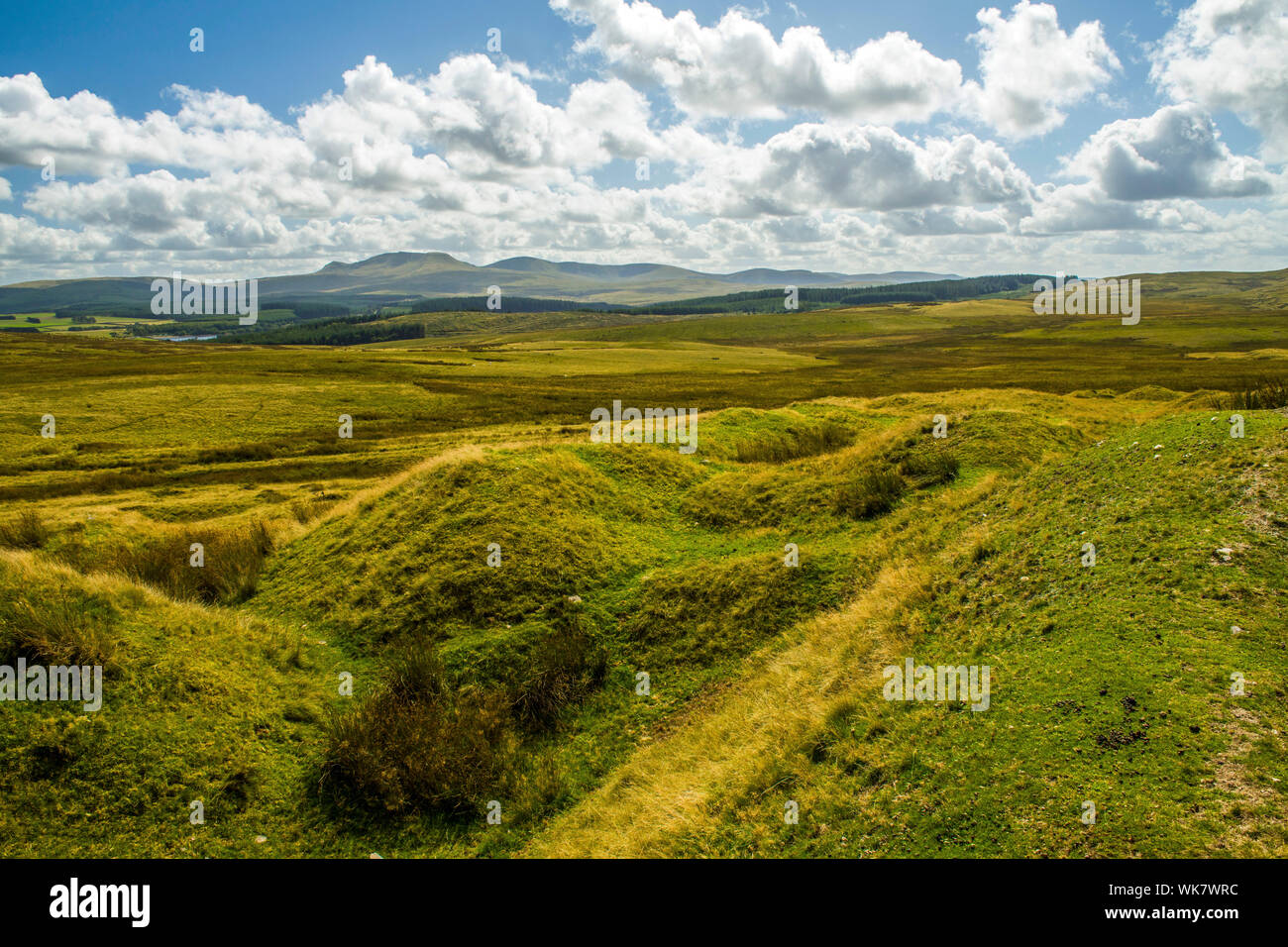 The Western Brecon Beacons as seen from the Y Pigwn Roman marching camp in South Wales Stock Photo