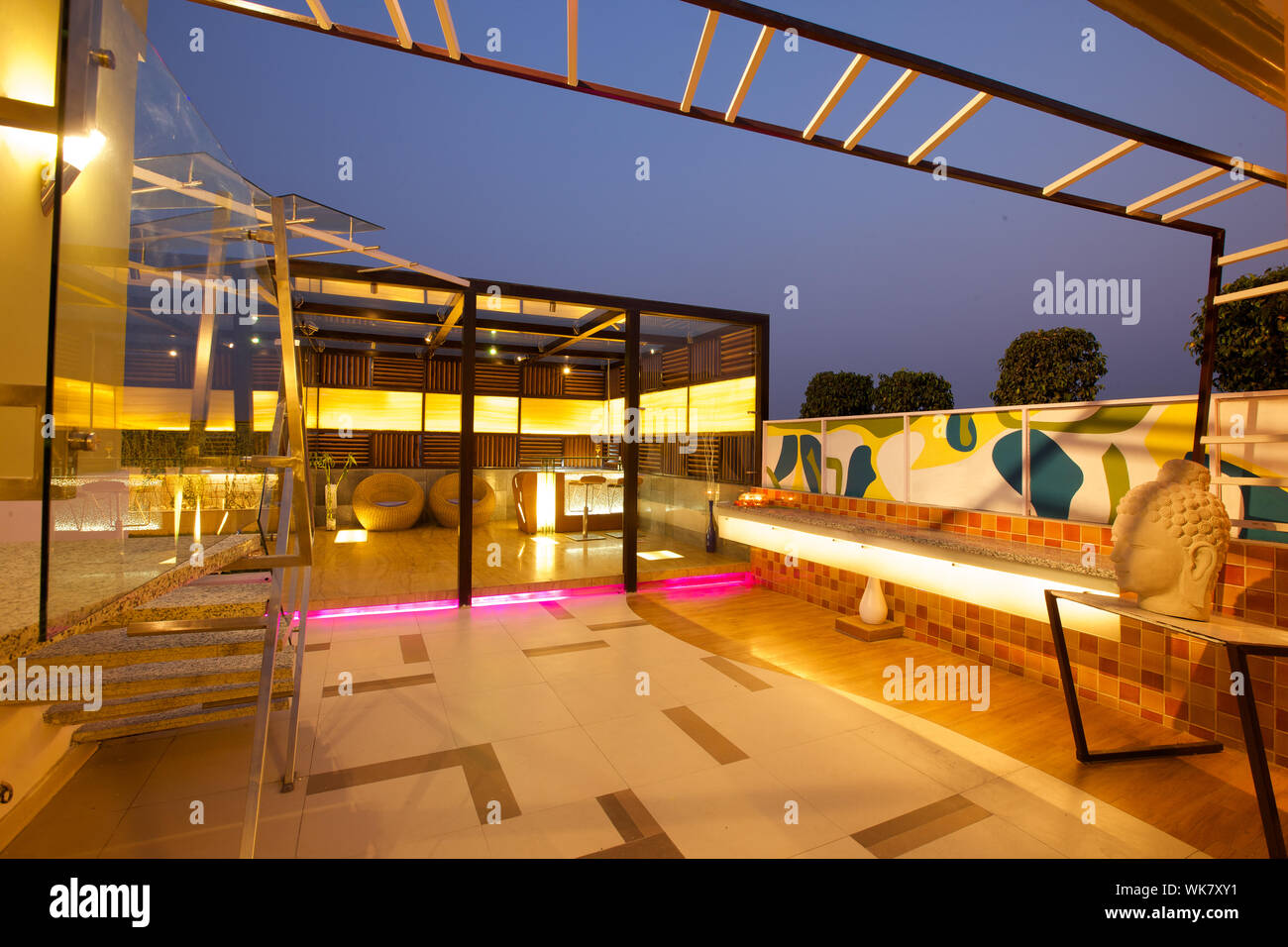 Modern living room on a terrace Stock Photo - Alamy