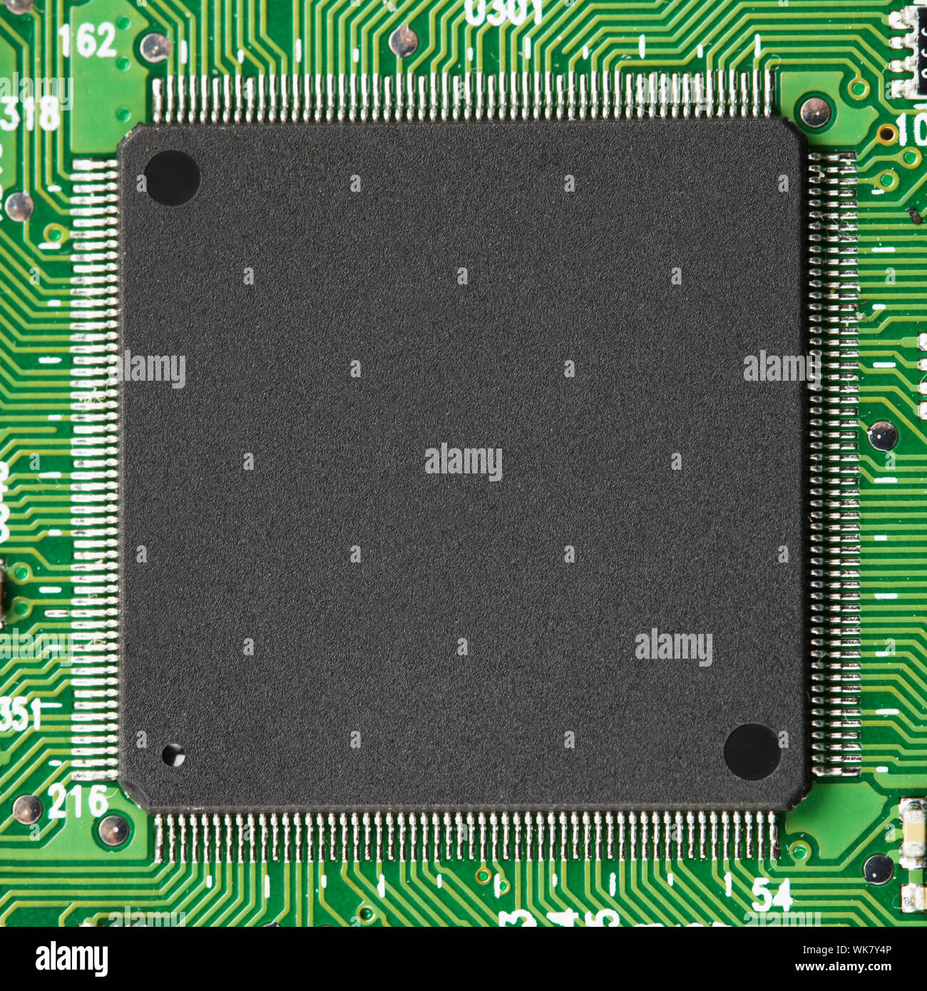 Square black microcircuit - a photo close up Stock Photo