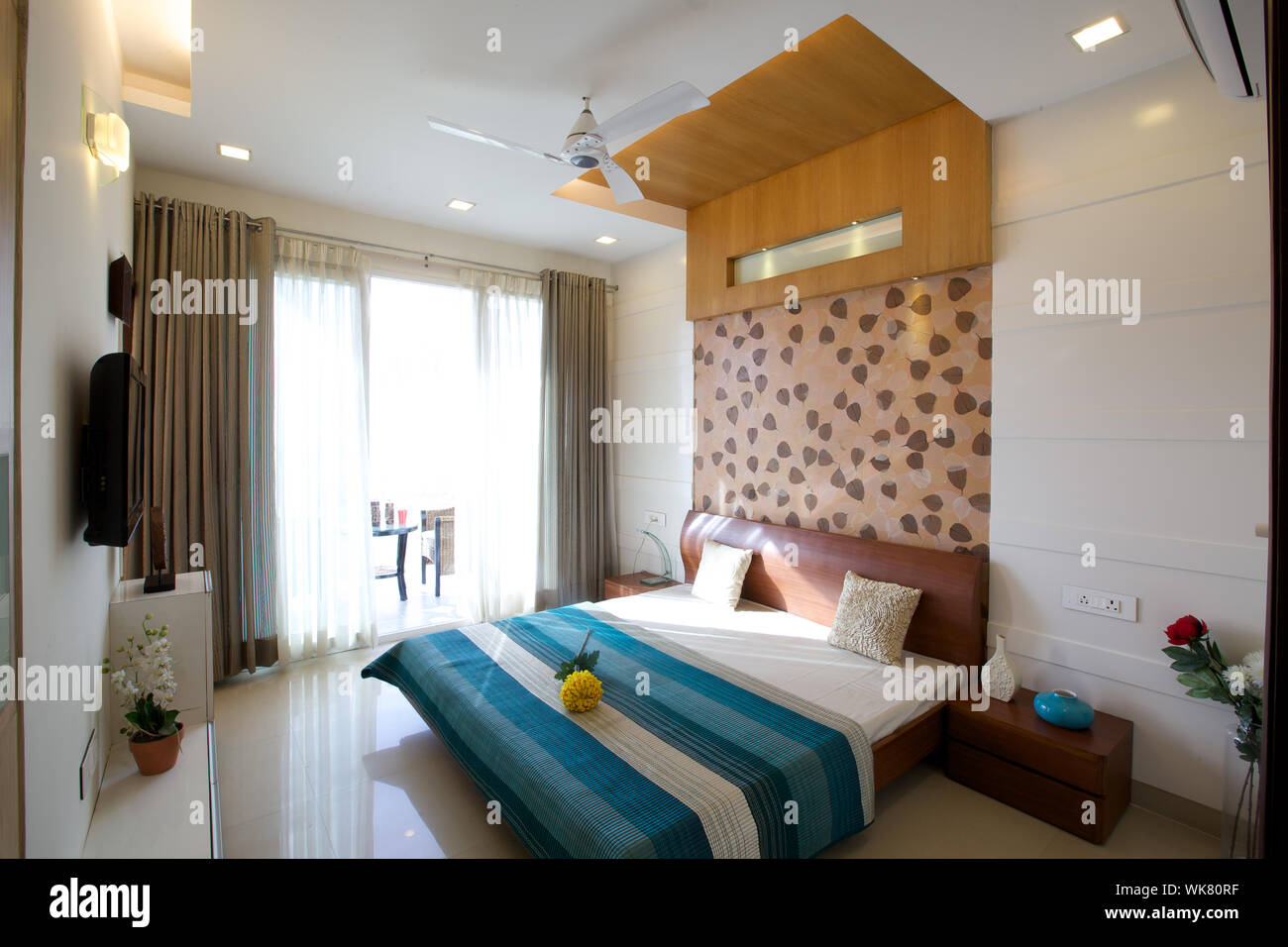 Interiors of modern bedroom Stock Photo