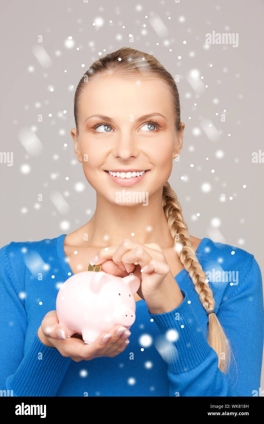 picture of beautiful girl with piggy bank Stock Photo - Alamy