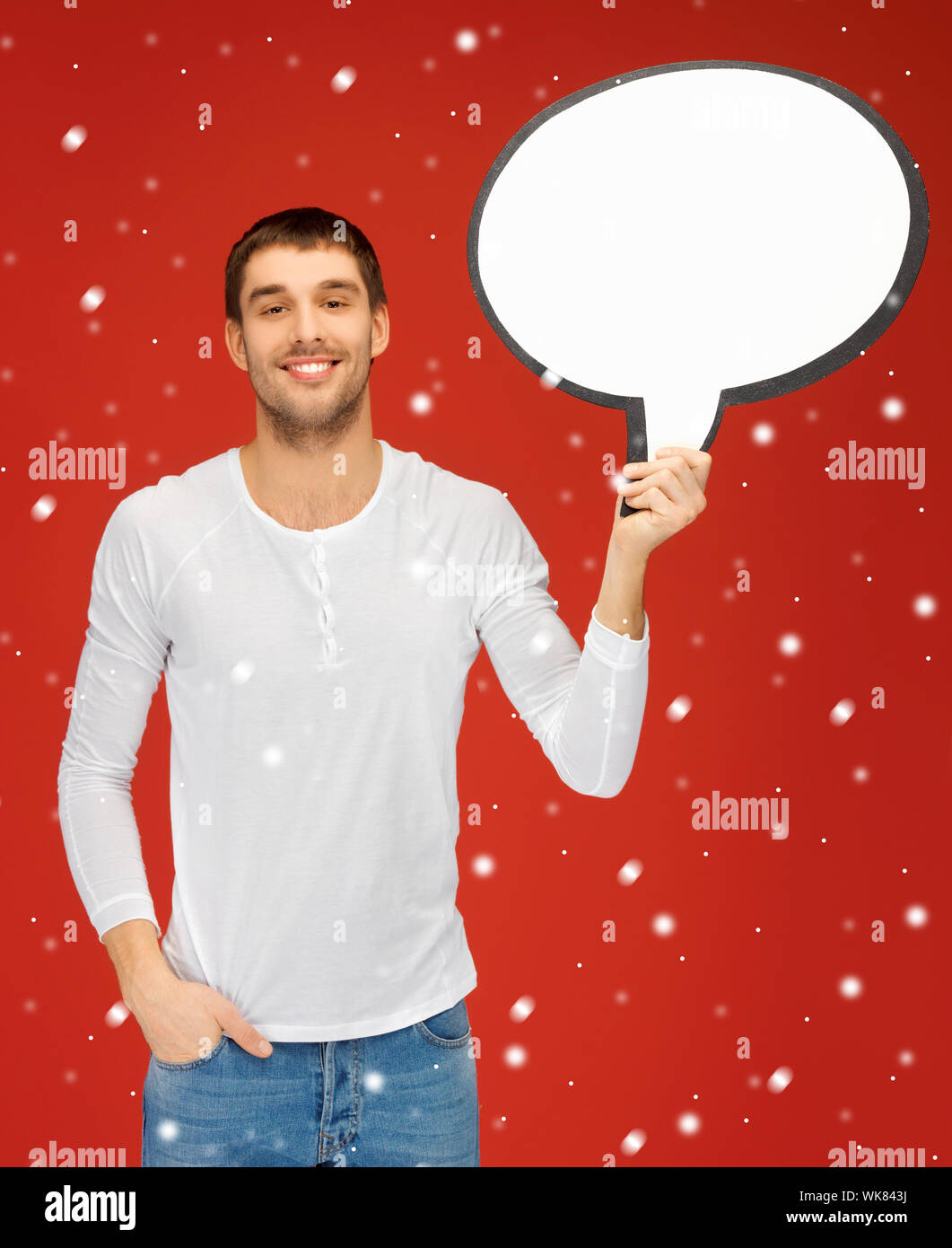 bright picture of smiling man with blank text bubble Stock Photo - Alamy