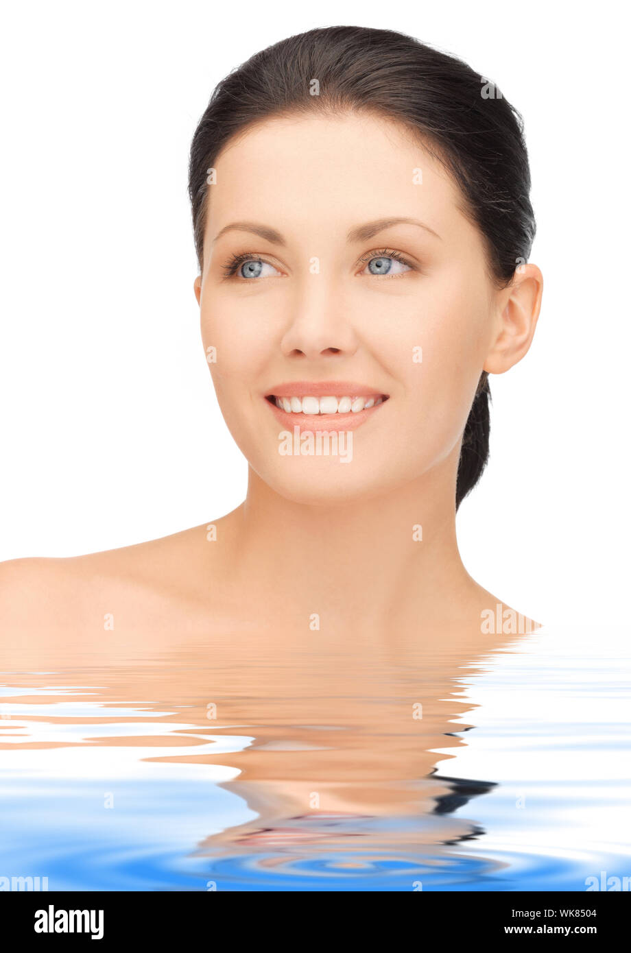 bright closeup portrait picture of beautiful woman in water Stock Photo ...