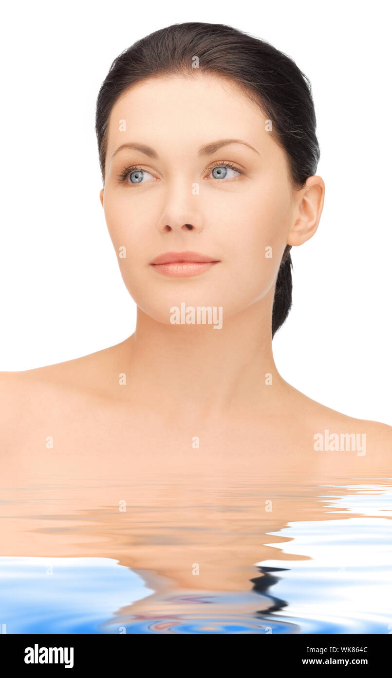 bright closeup portrait picture of beautiful woman in water Stock Photo ...
