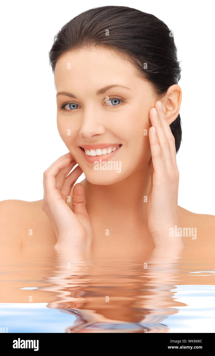 bright closeup portrait picture of beautiful woman in water Stock Photo ...