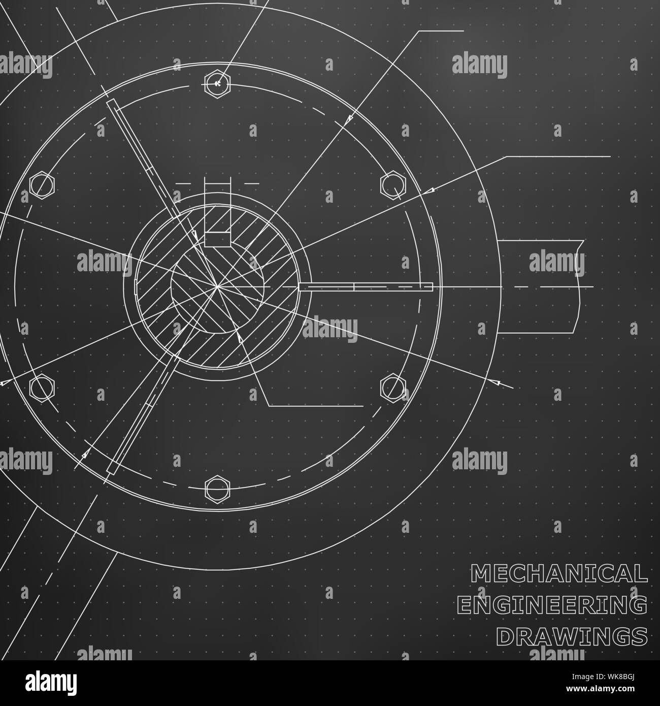Mechanical engineering drawings. Engineering illustration. Black