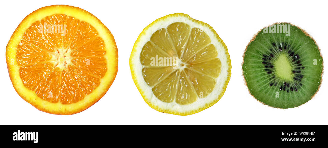 Cuted Three Tropical Fruits Orange Lemon Kiwi Stock Photo Alamy Cuted Three Tropical Fruits Orange Lemon Kiwi Stock Photo Alamy
