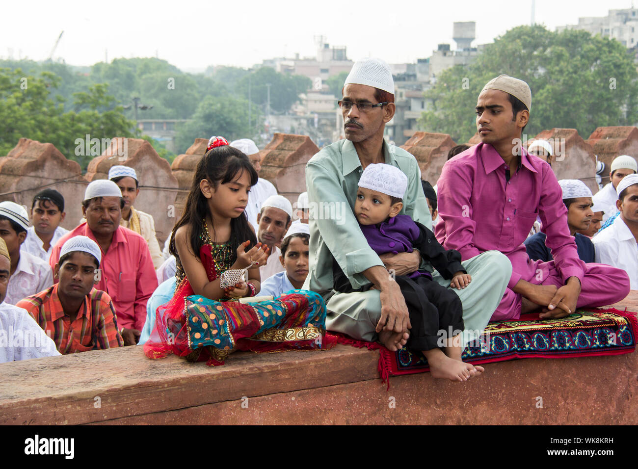People get together for namaz at a mosque, Jama Masjid, Old Delhi, India Stock Photo