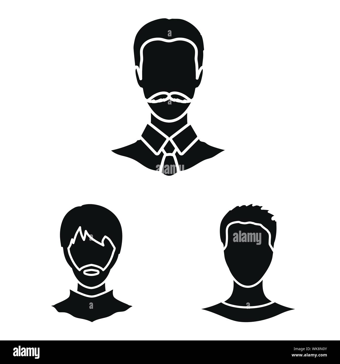 Vector illustration of character and profile sign. Set of character and