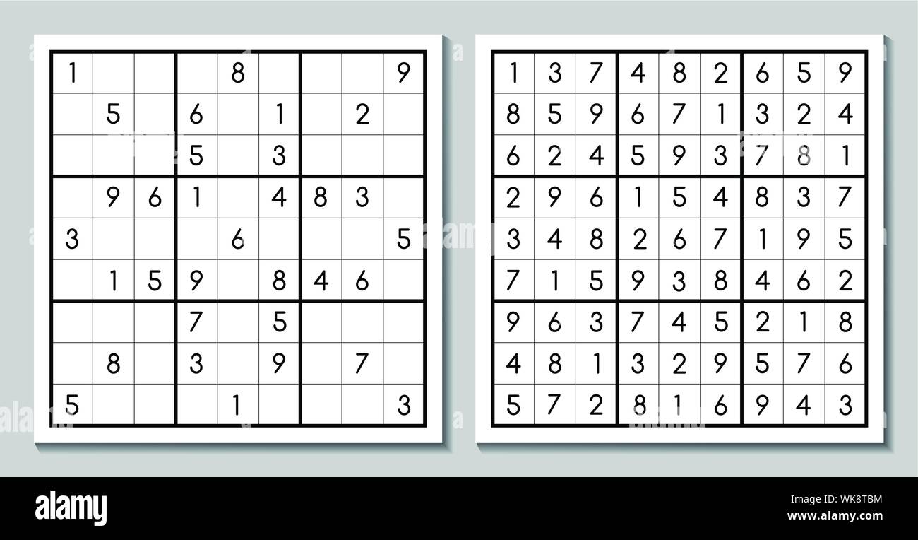 Sudoku game with the answer. Vector puzzle Stock Vector