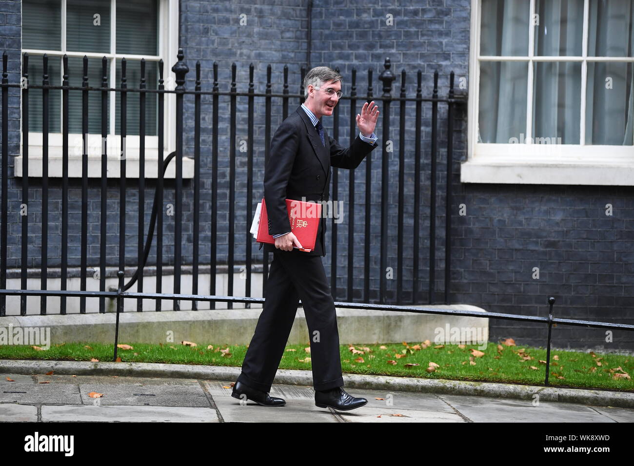 Leader of the House of Commons Jacob Rees-Mogg leaves following a cabinet meeting at 10 Downing Street, London. Stock Photo