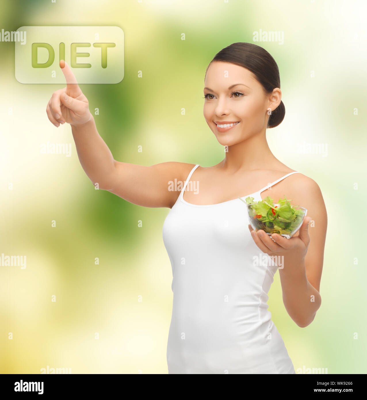 healthy woman holding bowl with salad Stock Photo - Alamy