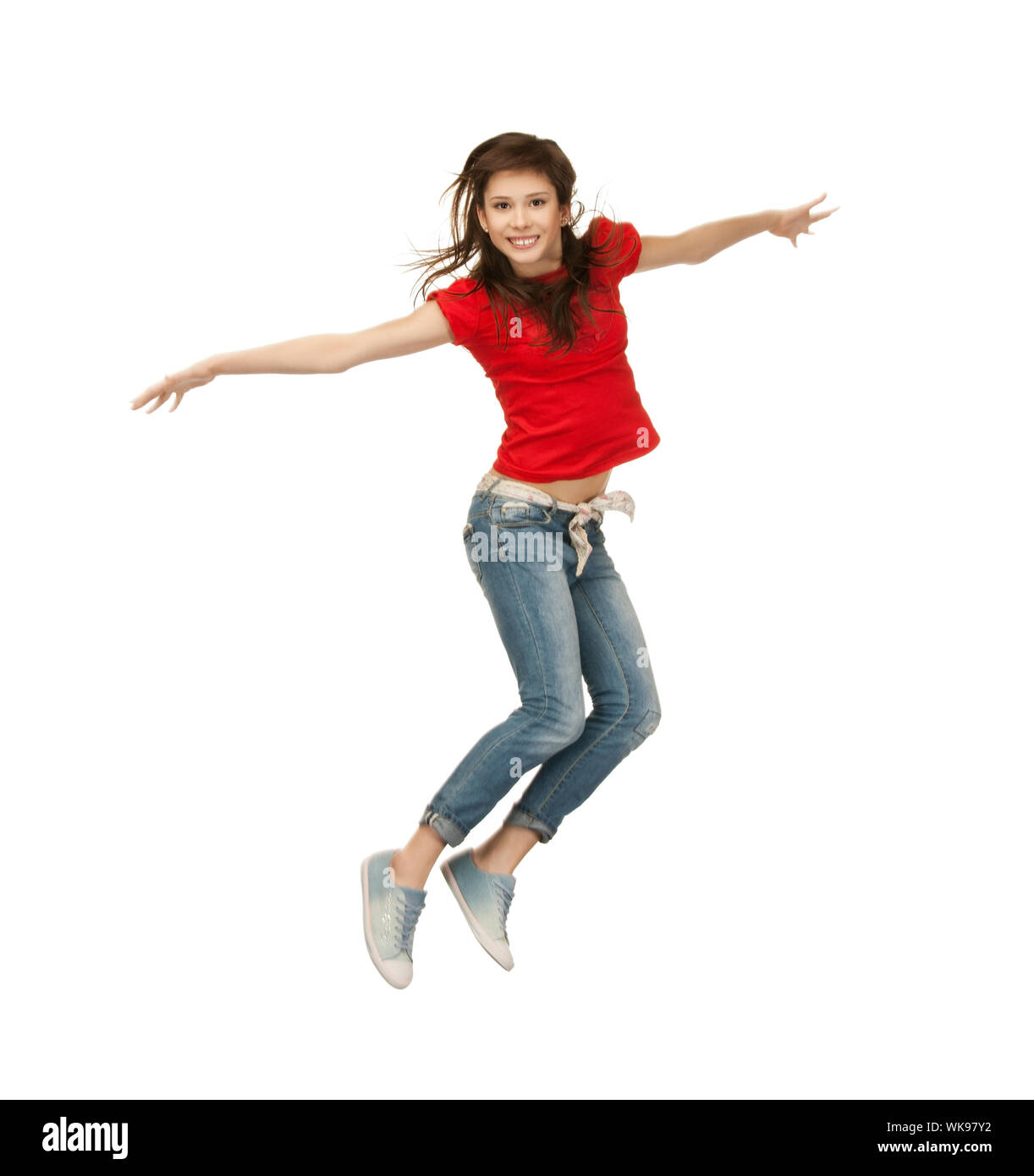 picture of happy girl jumping in the air Stock Photo - Alamy