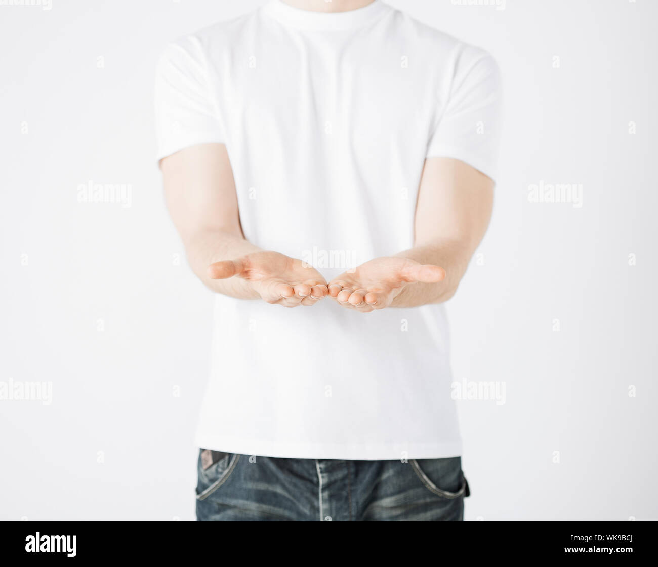 mans hands showing something Stock Photo
