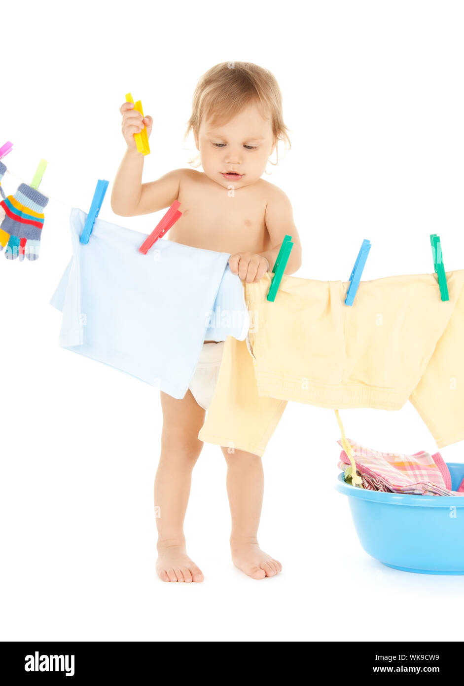 baby doing laundry Stock Photo Alamy
