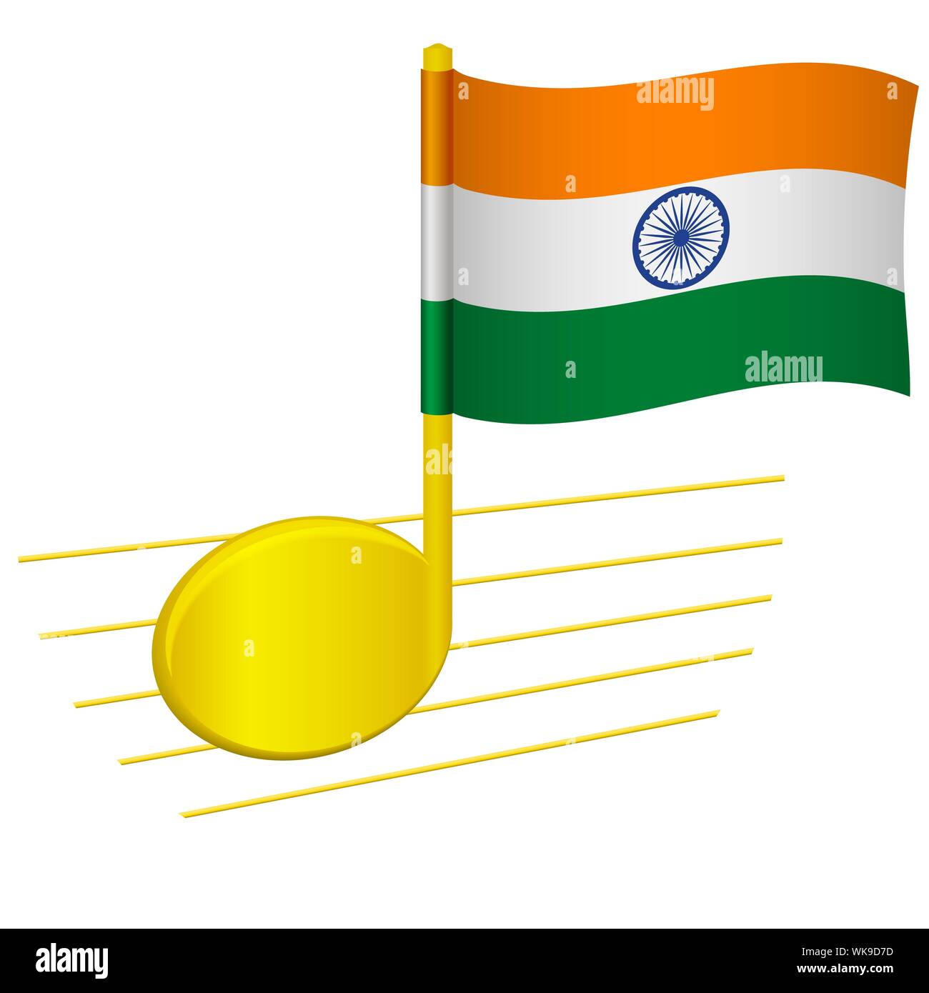 India flag and musical note. Music background. National flag of India and  music festival concept illustration Stock Photo - Alamy