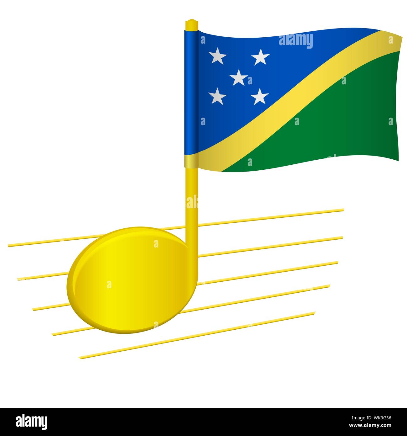 Solomon Islands flag and musical note. Music background. National flag