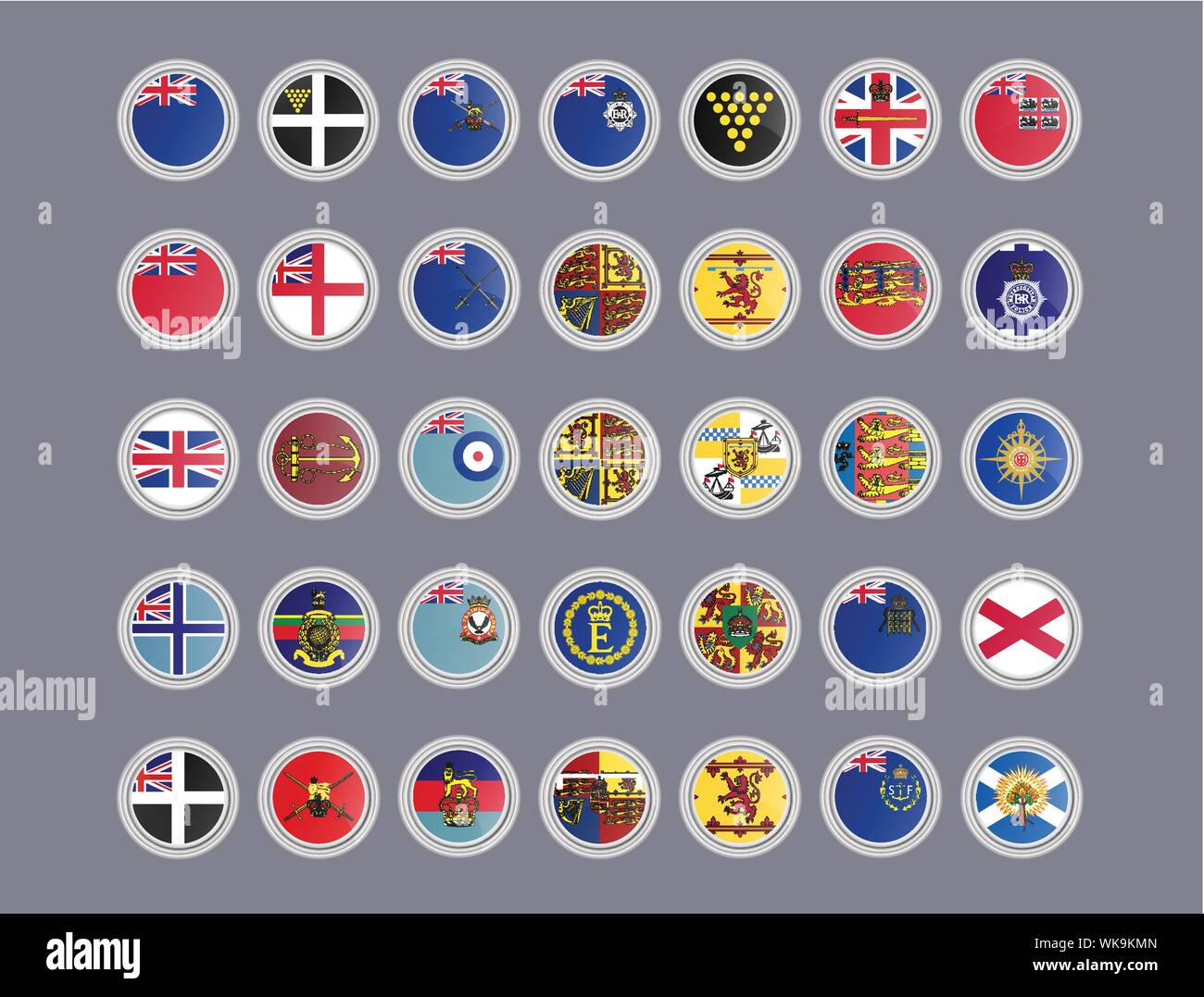 Set of vector icons. Flags of United Kingdom. Stock Vector