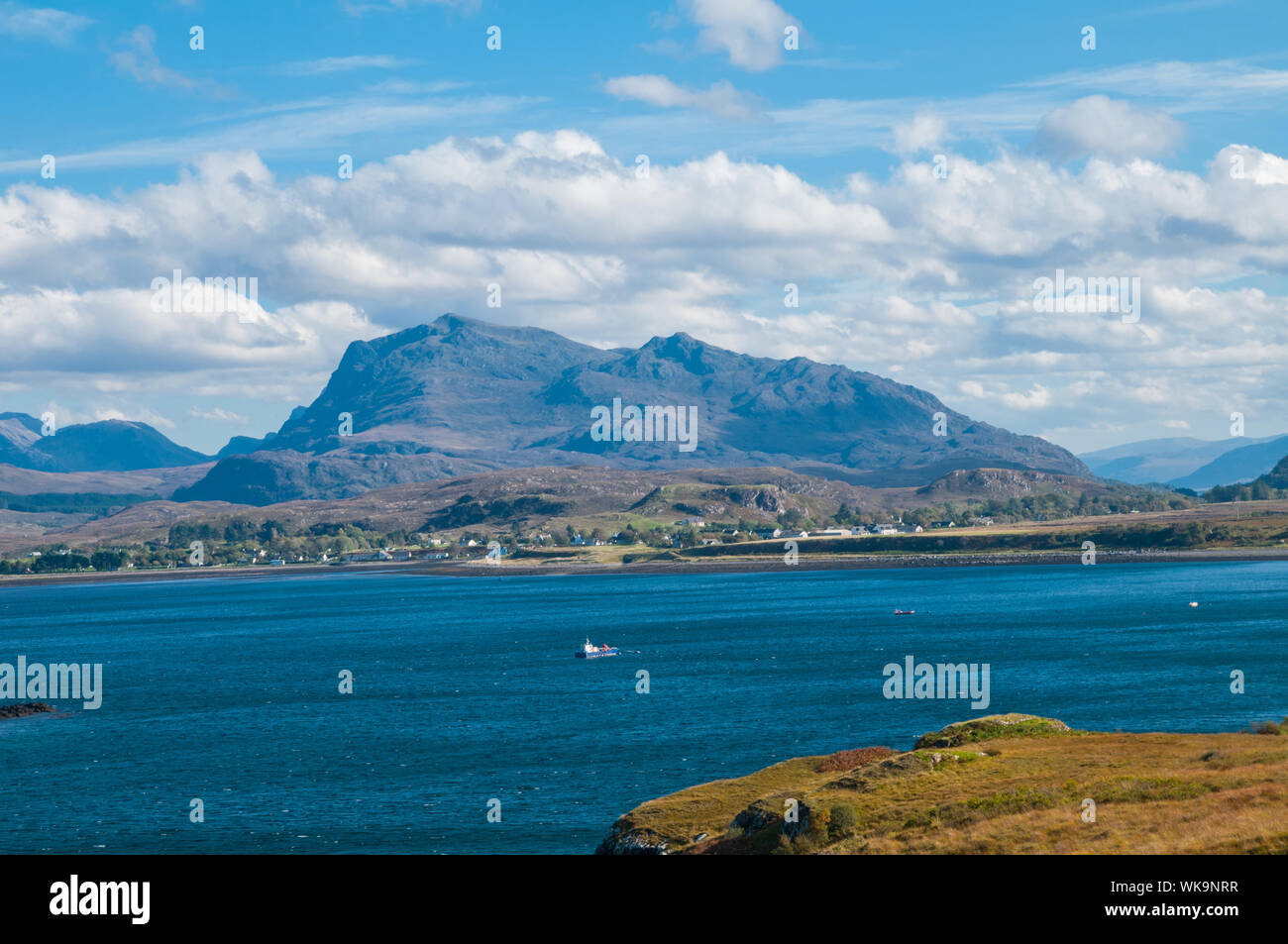 Loch Ewe nr Poolewe Ross & Cromarty Highland with Beinn Airigh Charr in background Scotland Stock Photo