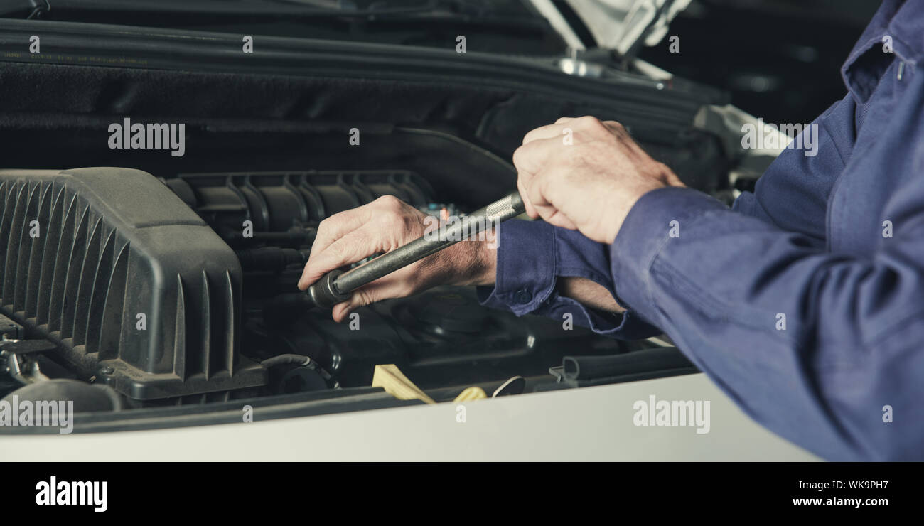 Mechatronics Engine Tuning of the Car in a Car Repair Shop Stock Photo -  Alamy