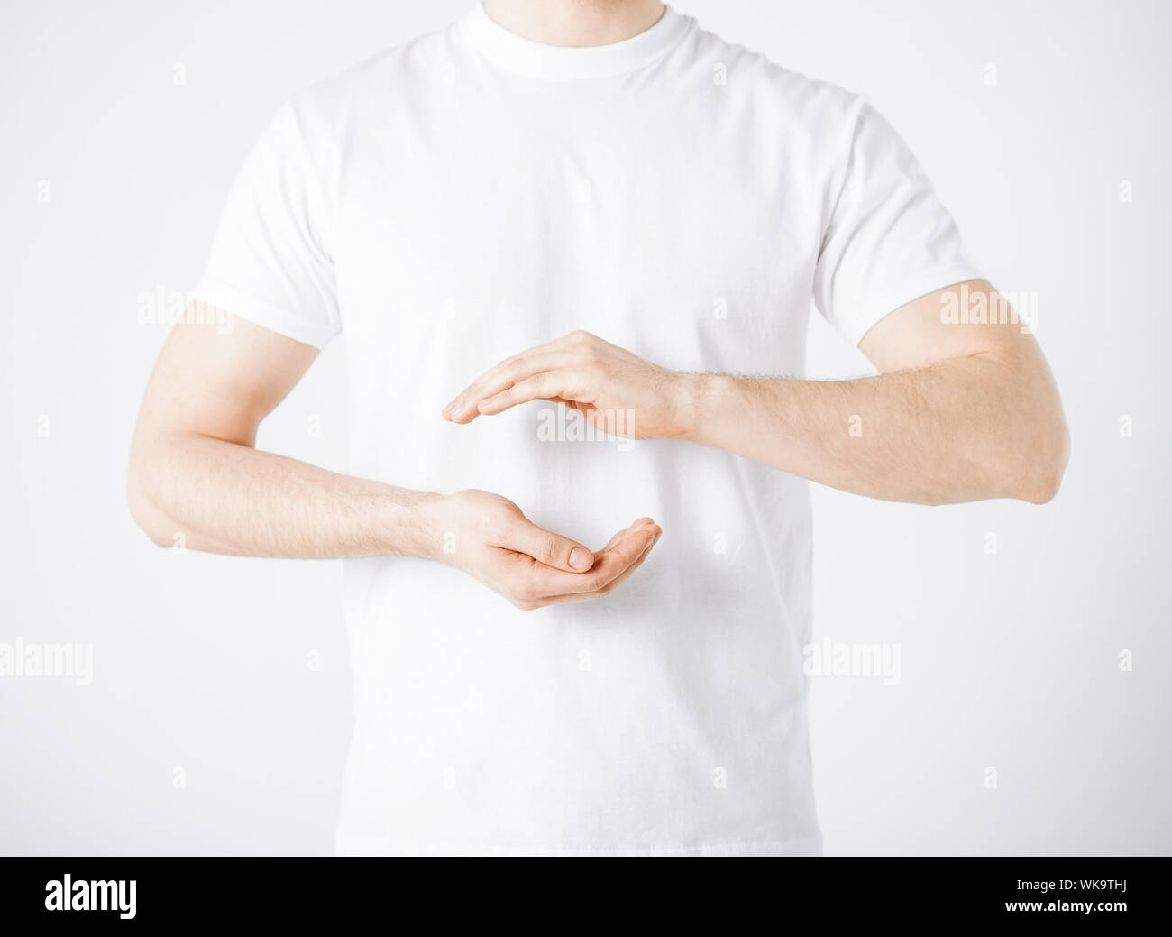 mans hands showing something Stock Photo