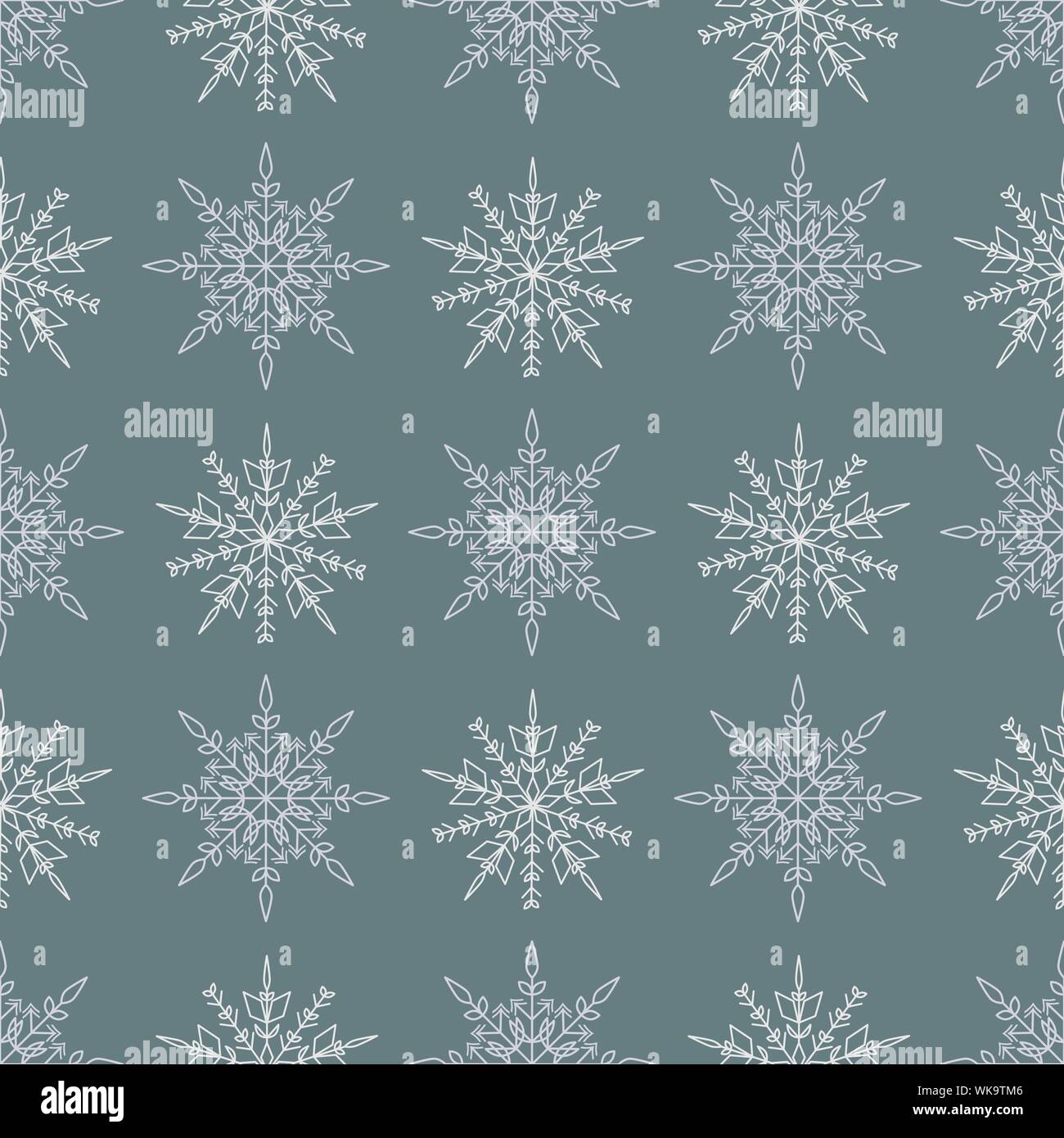 Vector Christmas seamless pattern with snowflakes for packaging, wallpaper illustration. Stock Vector
