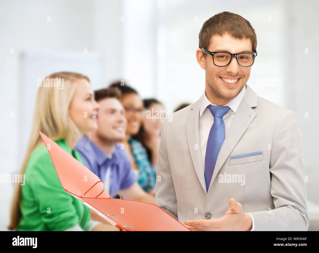 teacher doing lecture at school Stock Photo - Alamy