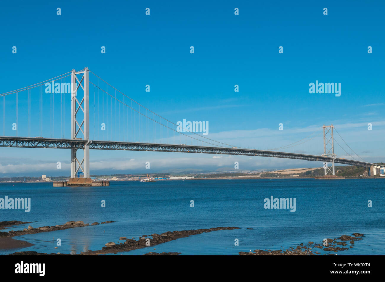 Forth Road Bridge over the River Forth from South Queensferry Edinburgh Scotland Stock Photo