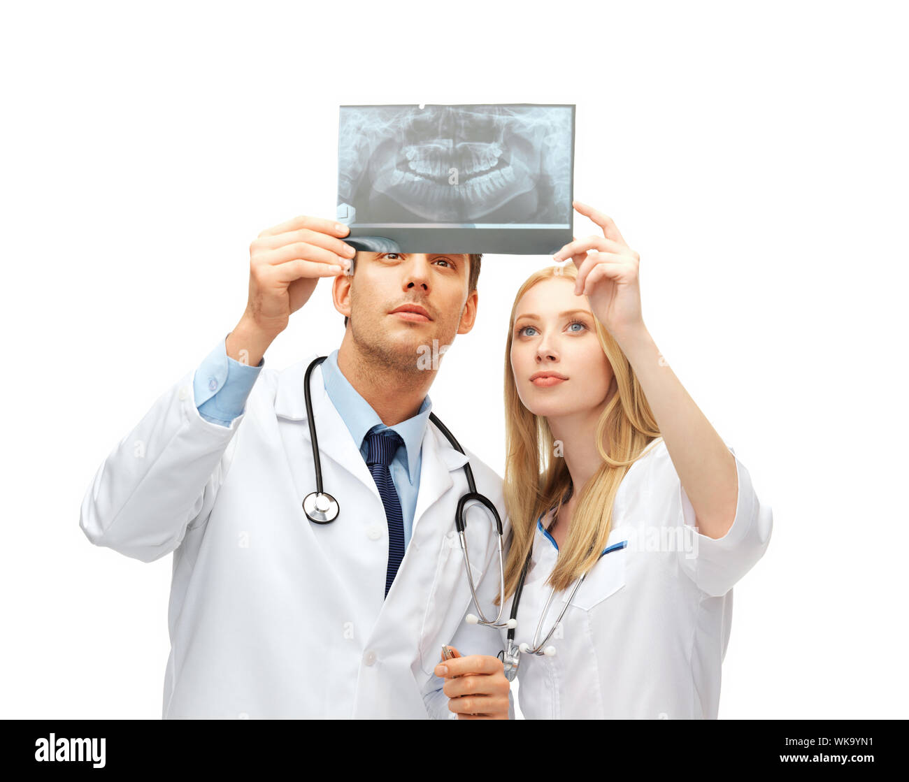 two doctors dentists looking at x-ray Stock Photo