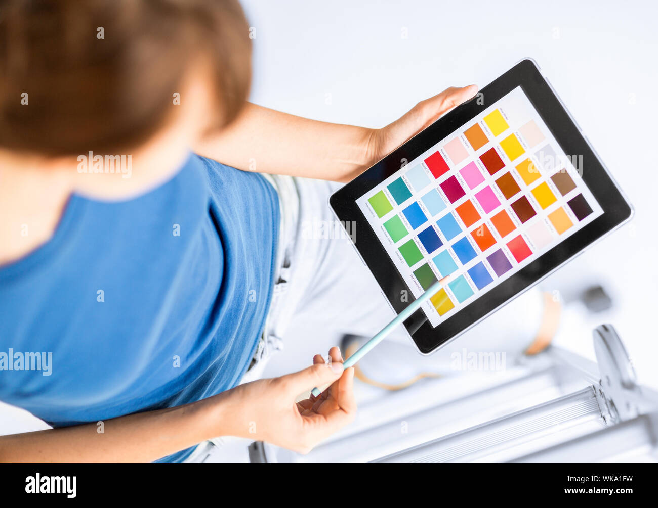 woman working with color samples Stock Photo