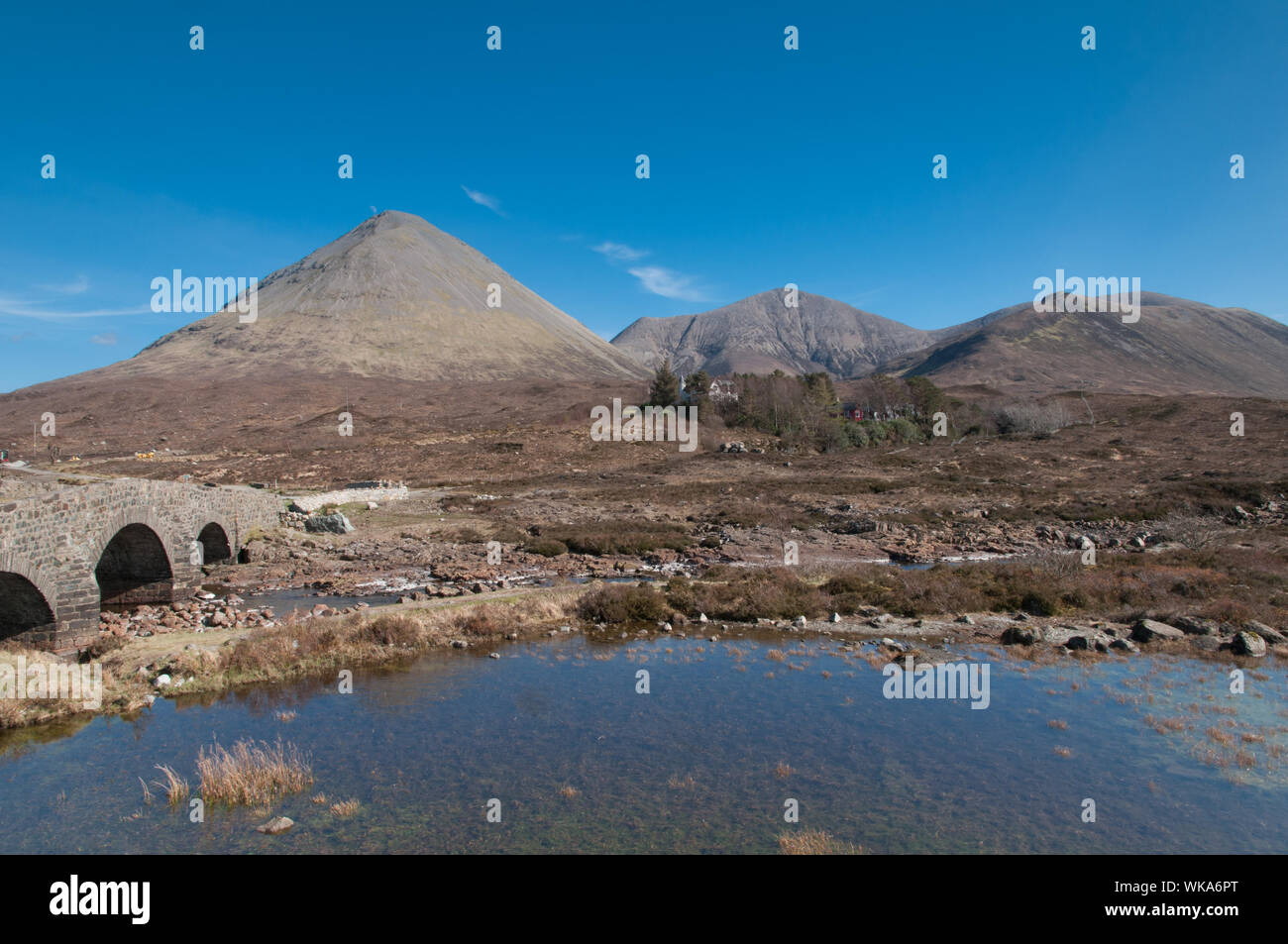 River Sligachan Sligachan and Sgurr Mhairi Isle of Skye Highland Scotland Stock Photo