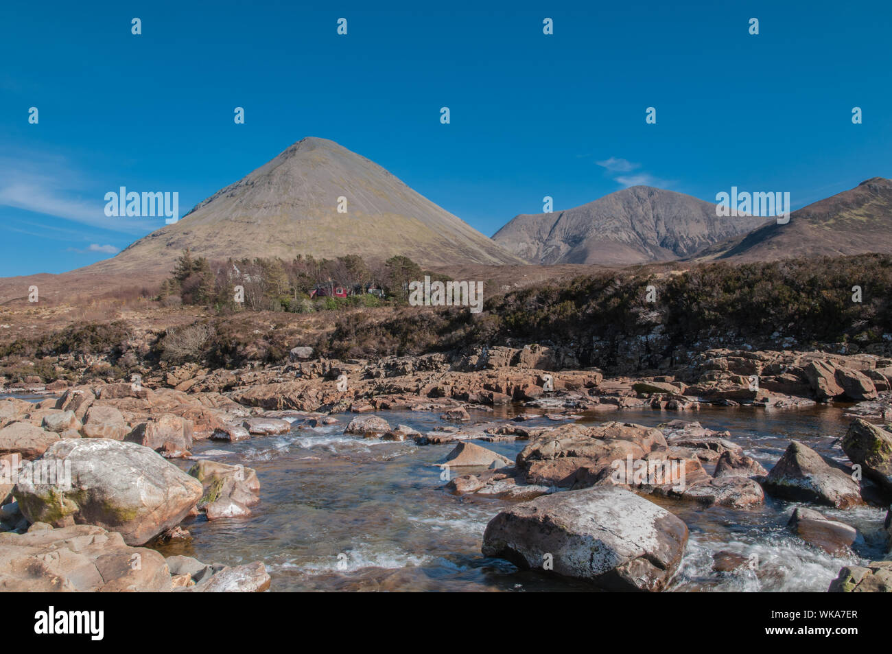 Alt Deag Mor and Sgurr Mhairi Sligachan Isle of Skye Highland Scotland Stock Photo