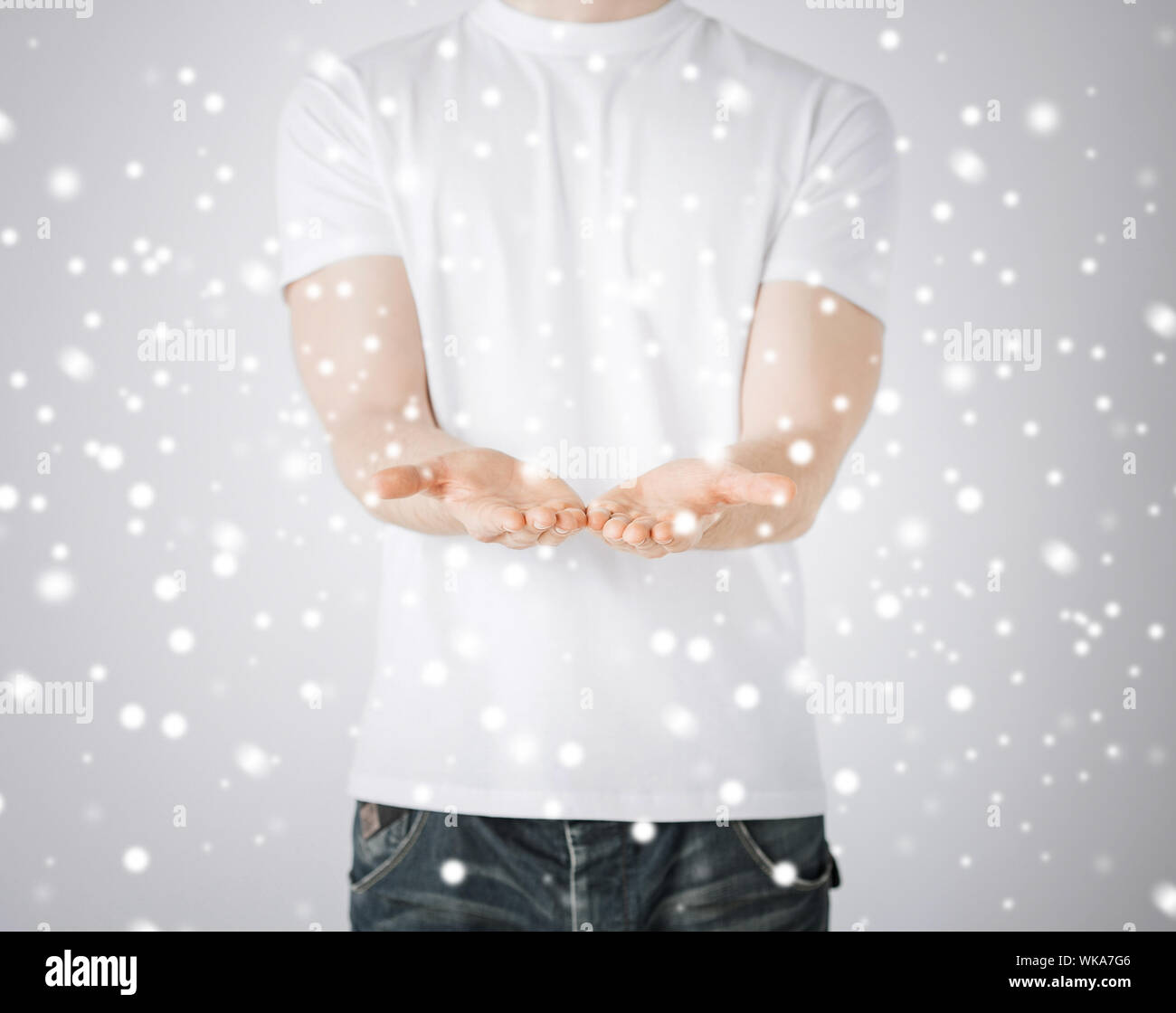 mans hands showing something Stock Photo