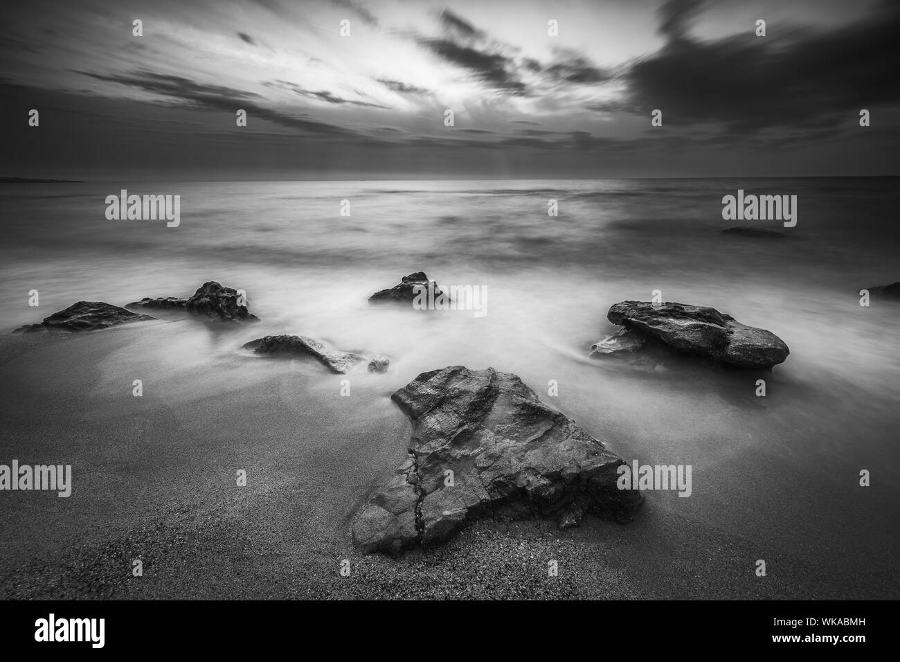 Dramatic cloudscape over the sea, sunrise shot Stock Photo