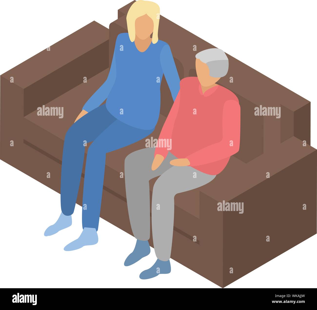 Senior couple on sofa icon, isometric style Stock Vector
