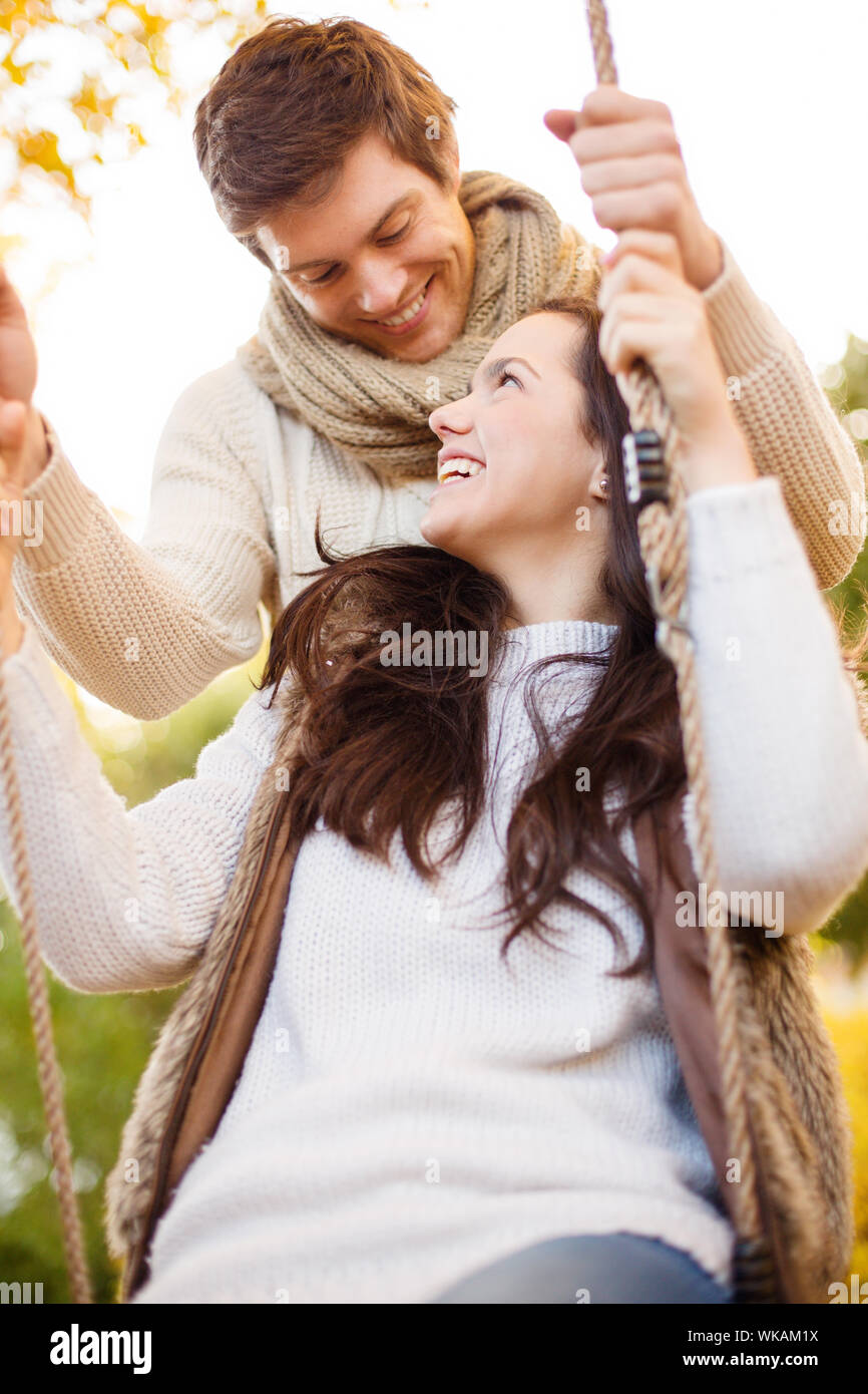 romantic couple in the autumn park Stock Photo - Alamy