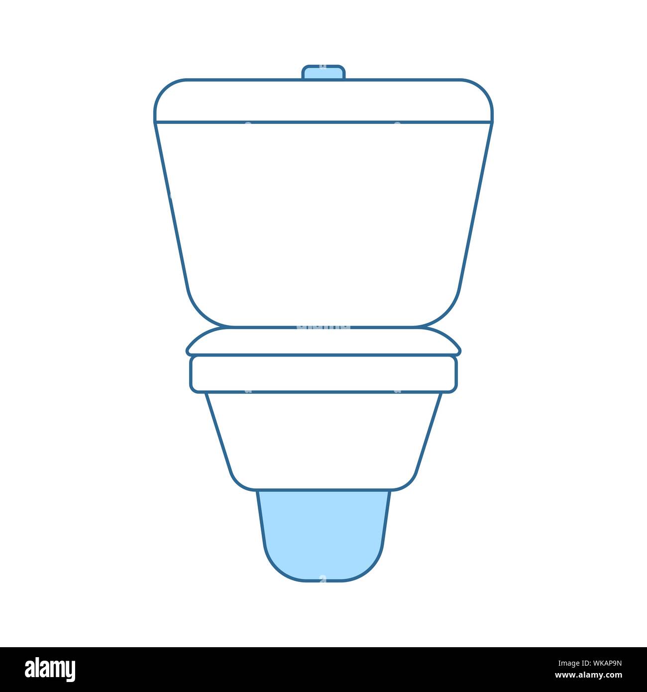 Toilet Bowl Icon. Thin Line With Blue Fill Design. Vector Illustration ...