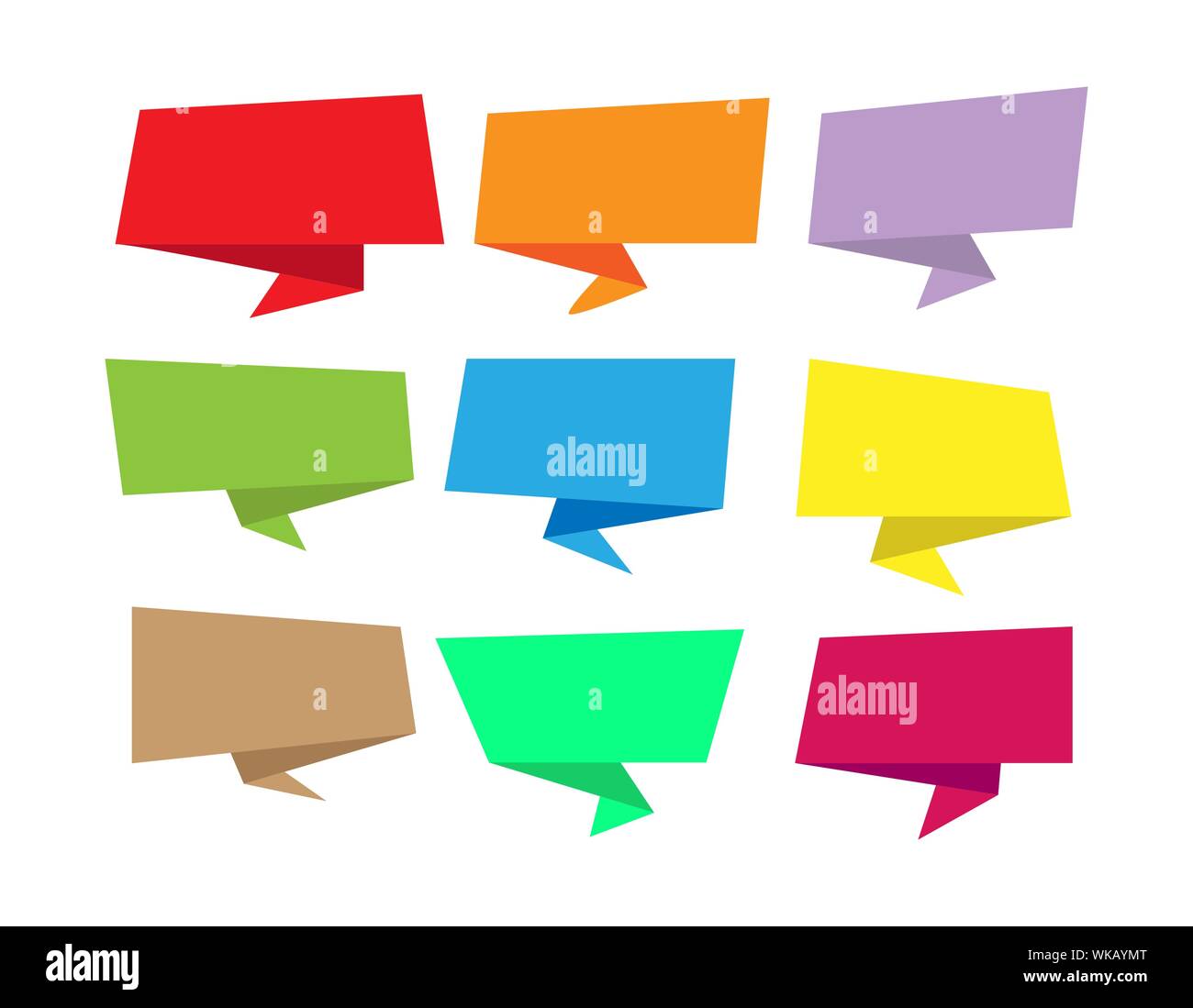 Set of empty paper places for speeches, messages, quotes. Flat design