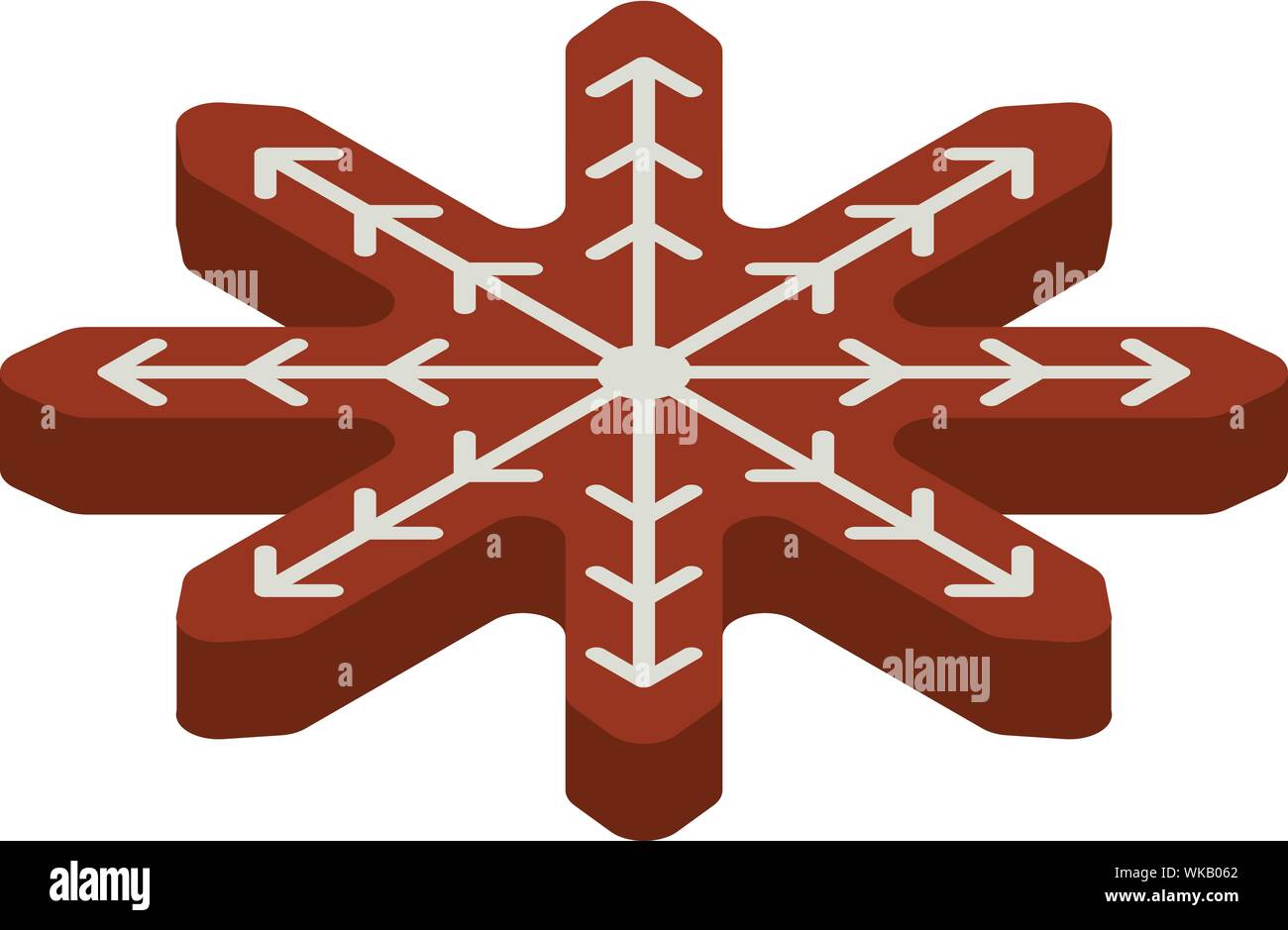 Gingerbread snowflake icon, isometric style Stock Vector