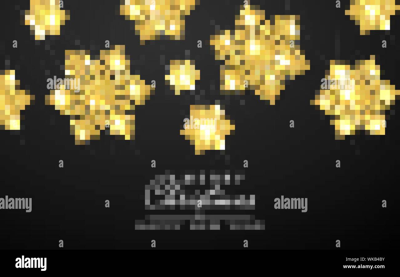Shining gold snowflakes on black background. Christmas and New Year ...