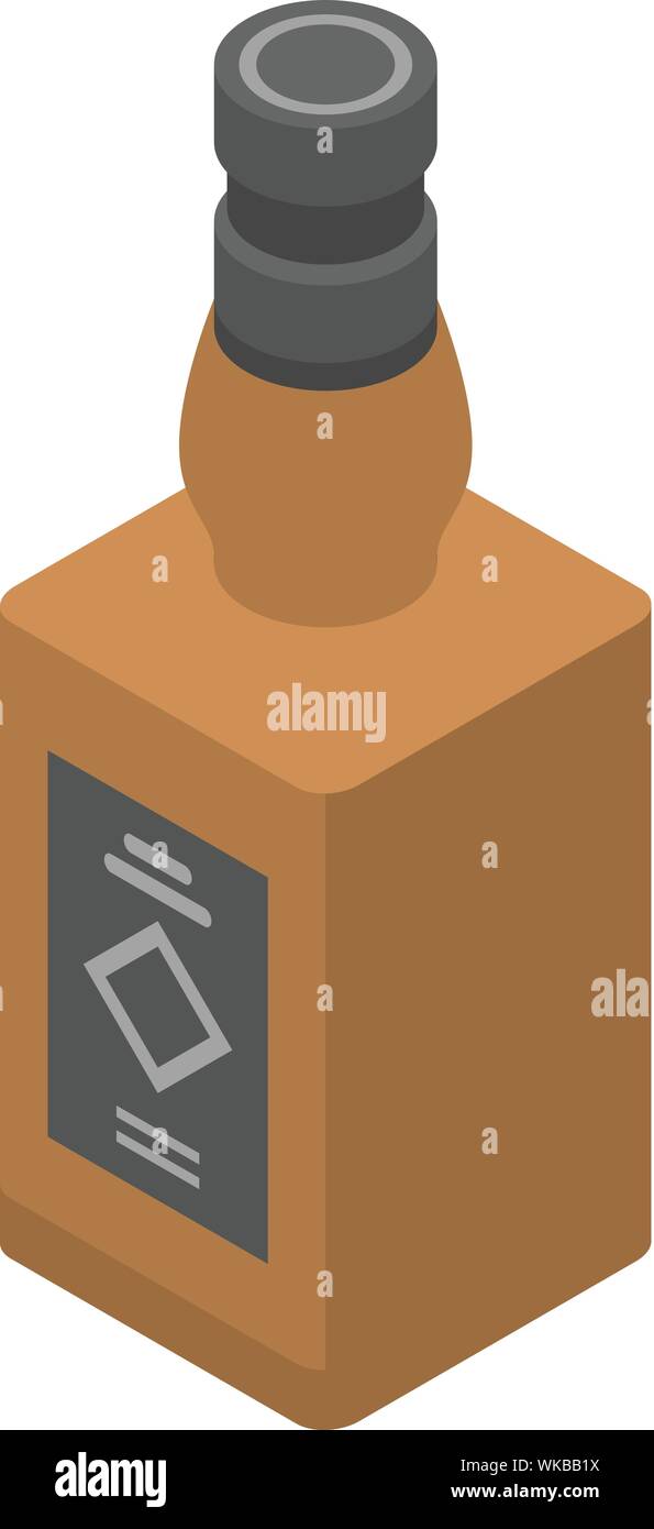 Whiskey bottle icon, isometric style Stock Vector