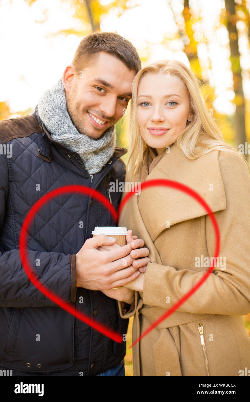 romantic couple in the autumn park Stock Photo - Alamy