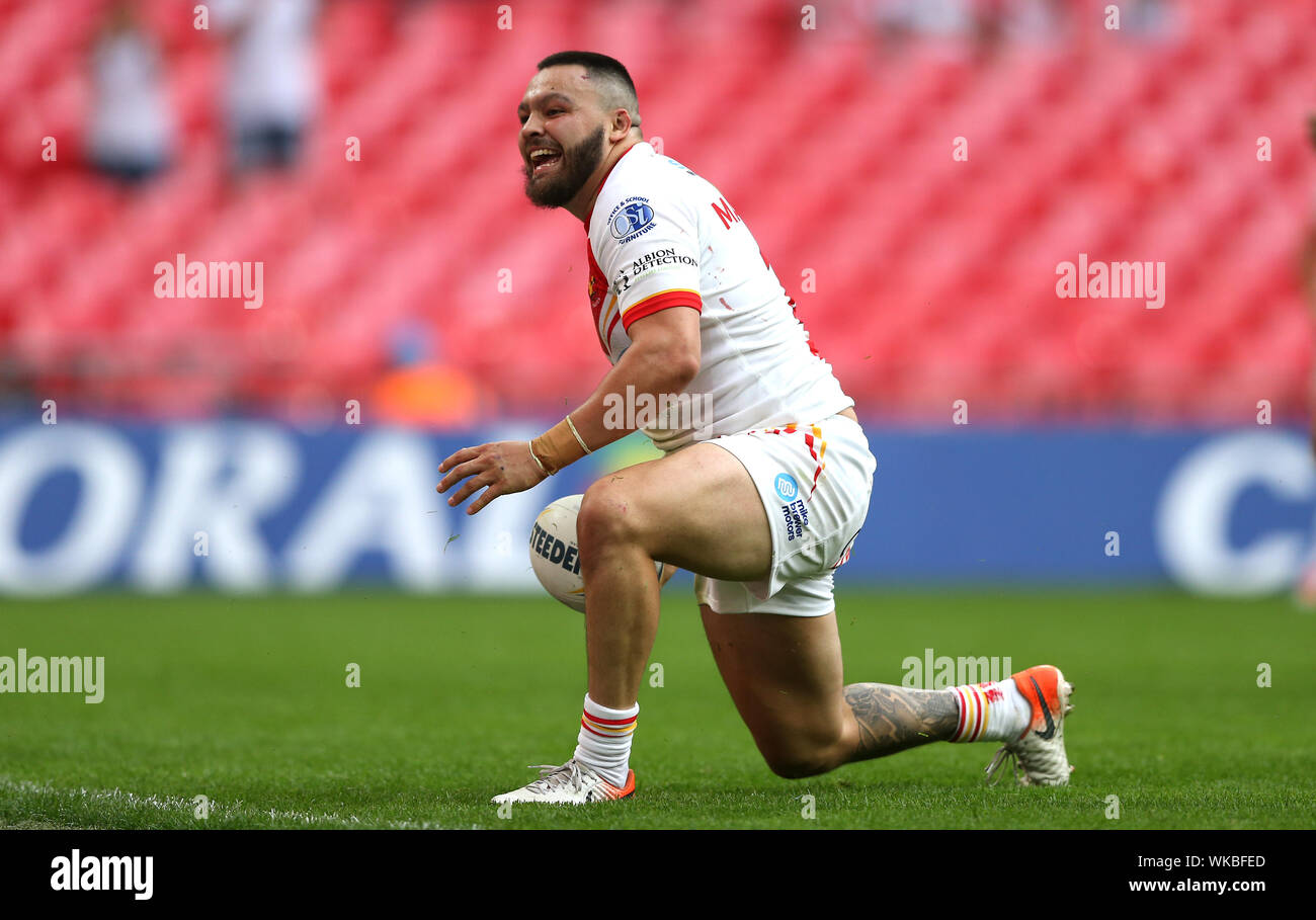 Sheffield eagles corey makelim celebrates scoring hi-res stock ...