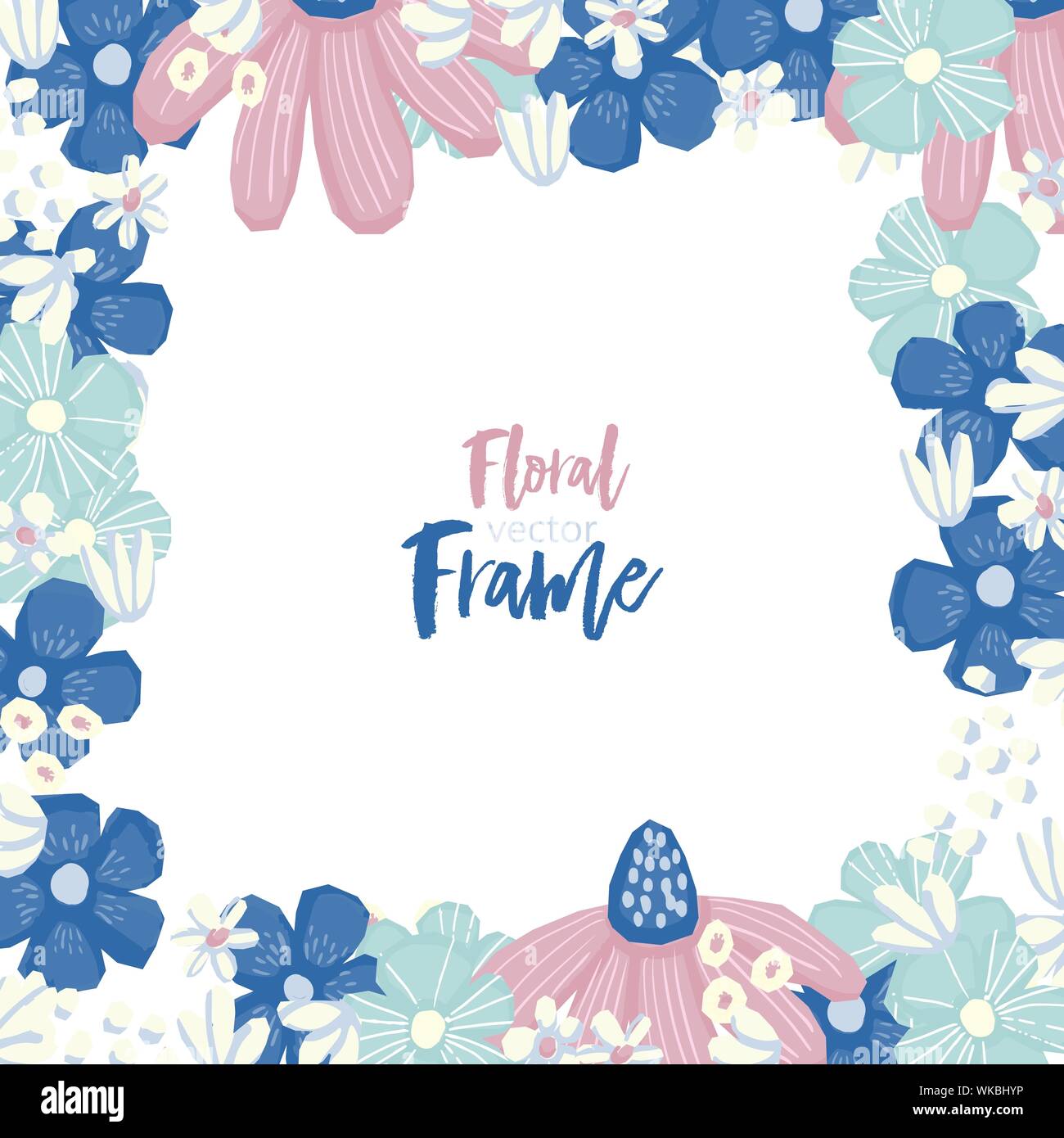 Vector floral frame with flowers and leaves Stock Vector Image & Art ...