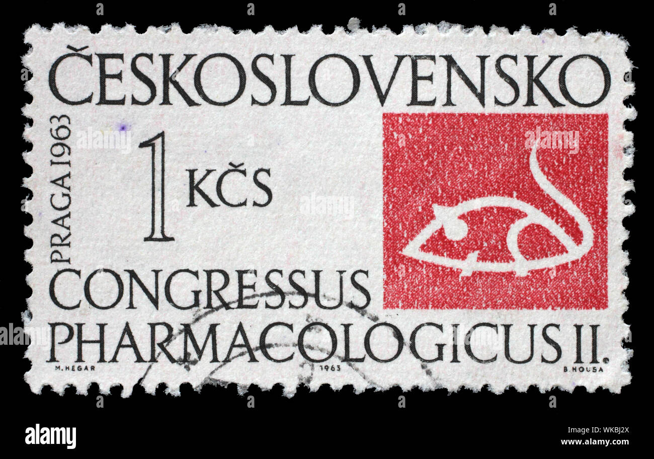 Stamp printed in Czechoslovakia shows International Pharmacological Congress, circa 1963. Stock Photo