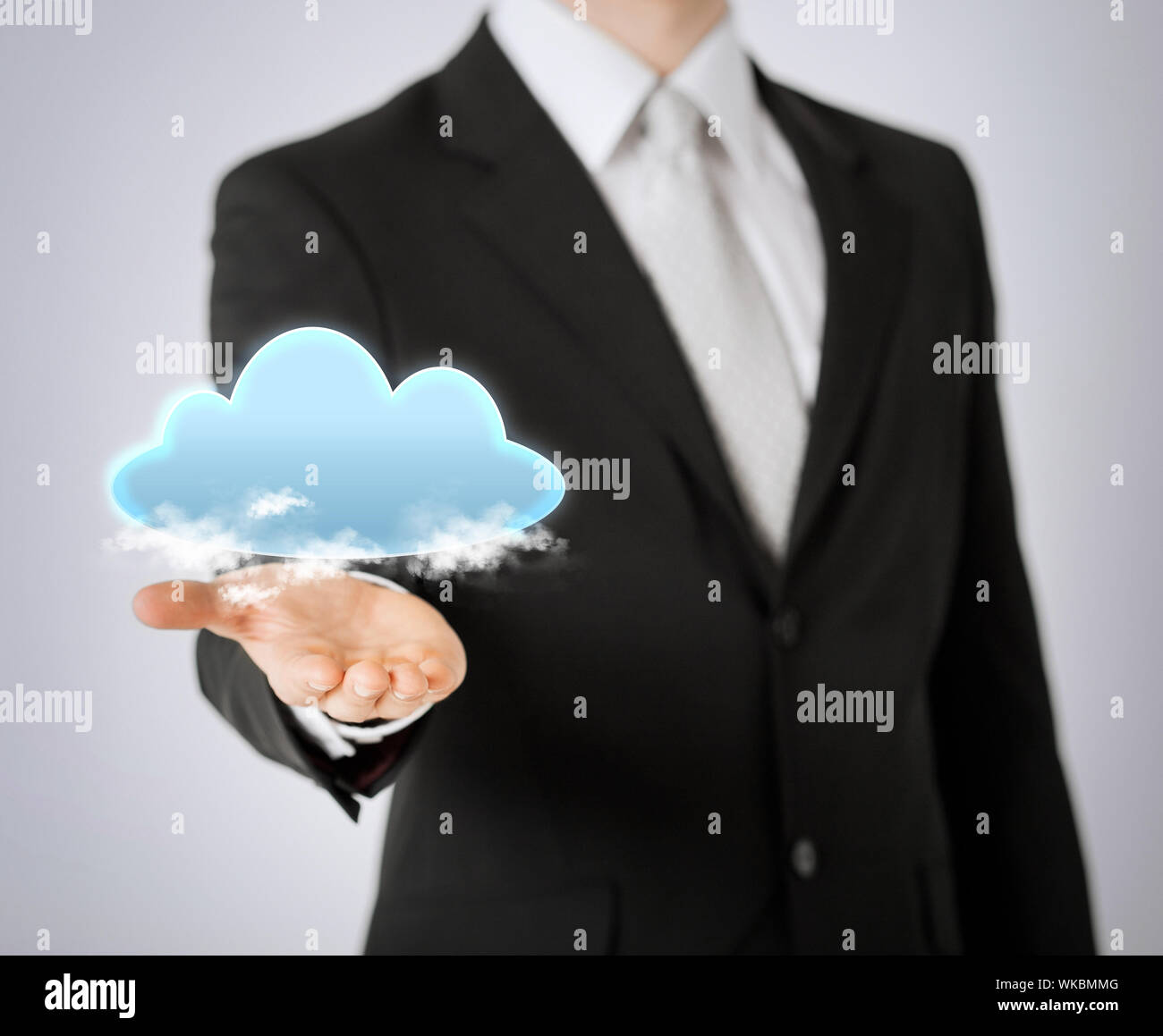 mans hand showing cloud Stock Photo